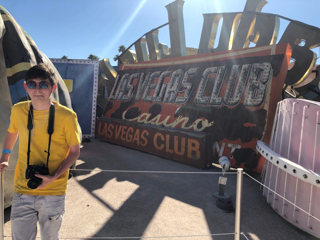 JP at the Las Vegas Club Casino Sign