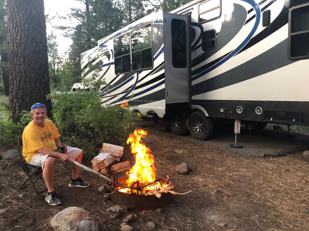 Camping along the Truckee River - Finally got a campfire.
